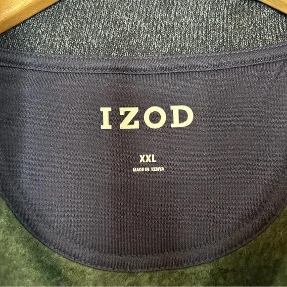 IZOD Quarter Zip Fleece Sweater In Green Gables Heather - Picture 4 of 6